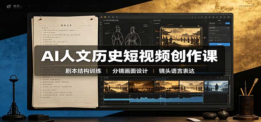 AI人文历史短视频创作课：赛道对标、剧本分镜制图，掌握视频完整产出流程-易创网