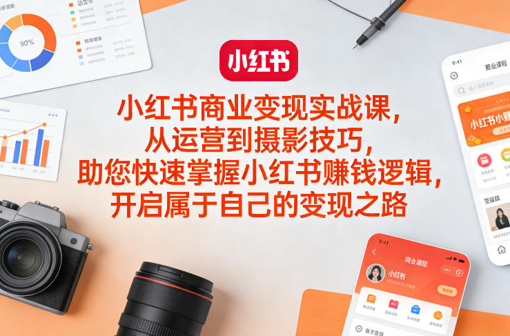小红书商业变现实战课，从运营到摄影技巧，助您快速掌握小红书賺钱逻辑，开启属于自己的变现之路-易创网