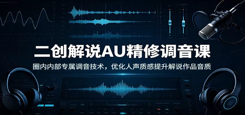 二创解说AU精修调音课：圈内内部专属调音技术，优化人声质感提升解说作品音质-易创网