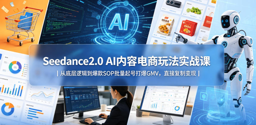 Seedance2.0 AI内容电商玩法实战课｜从底层逻辑到爆款SOP批量起号打爆GMV，直接复制变现-易创网