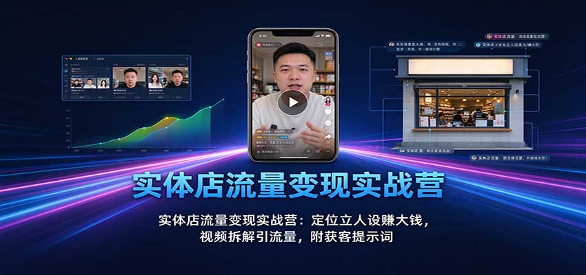 实体店流量变现实战营：定位立人设赚大钱，视频拆解引流量，附获客提示词-易创网