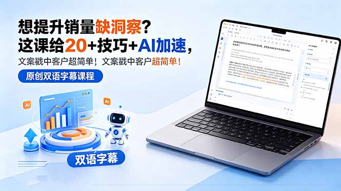 想提升销量缺洞察？这课给 20 + 技巧 + AI 加速，文案戳中客户超简单！【原创双语字幕】-易创网