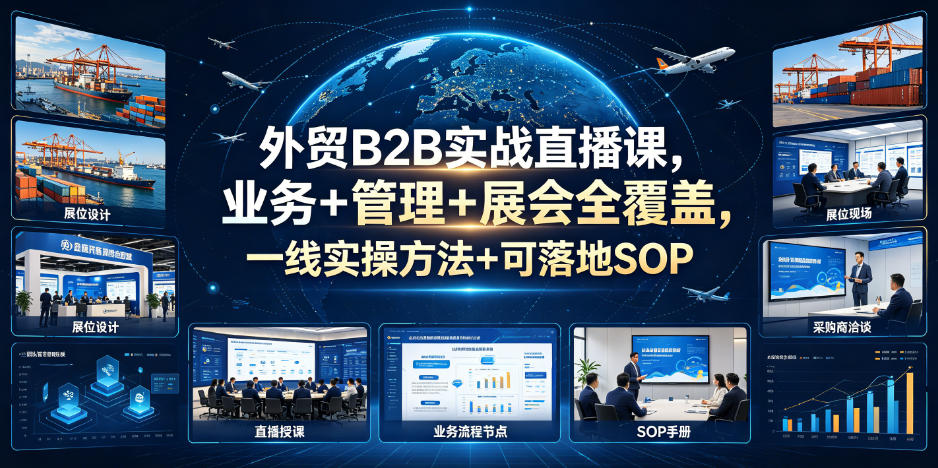 外贸B2B实战直播课，业务+管理+展会全覆盖，一线实操方法+可落地SOP-易创网
