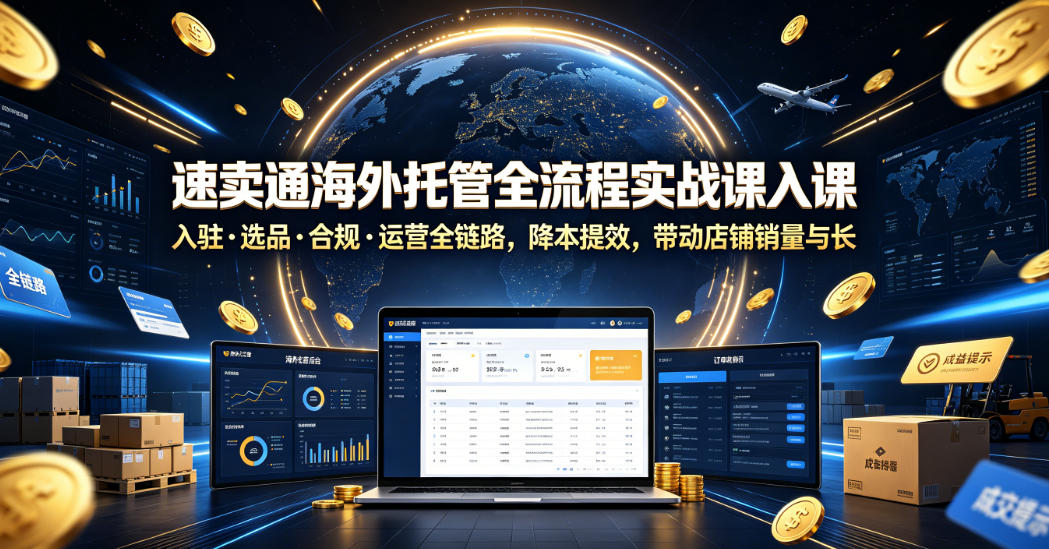 速卖通海外托管全流程实战课入驻・选品・合规・运营全链路，降本提效，带动店铺销量与收益增长-易创网