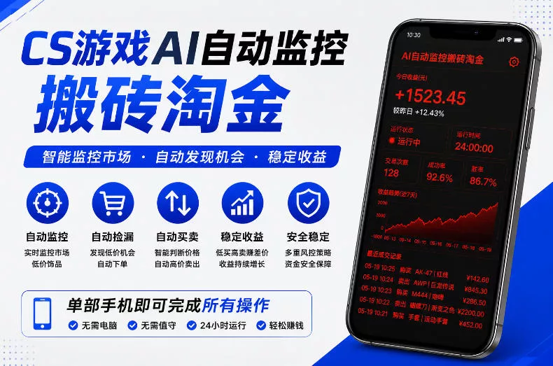 CS游戏AI自动监控搬砖淘金，稳定运行多年，支持任何形式验证，日入300+【揭秘】-易创网