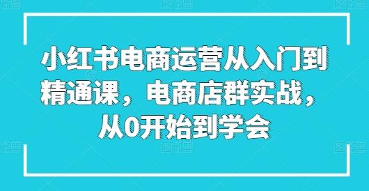 小红书电商运营从入门到精通课，电商店群实战，从0开始到学会-易创网