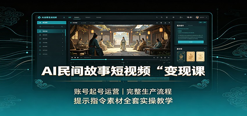 AI民间故事短视频变现课：账号起号运营，完整生产流程，提示指令素材全套实操教学-易创网