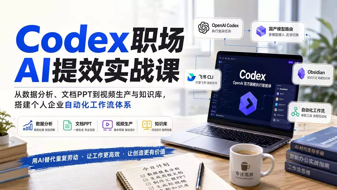 Codex职场AI提效实战课：从数据分析、文档PPT到视频生产与知识库，搭建个人企业自动化工作流体系-易创网