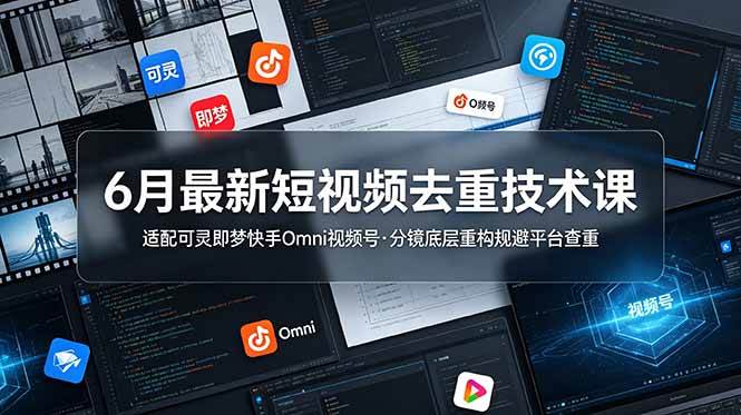 （19031期）6月最新短视频去重技术课，适配可灵即梦快手Omni视频号，分镜底层重构规避平台查重-易创网