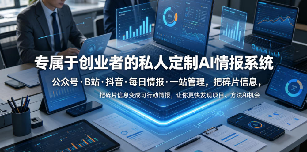 专属于创业者的私人定制AI情报系统，公众号·B站·抖音·每日情报·一站管理，把碎片信息变成可行动情报，让你更快发现项目、方法和机会-易创网