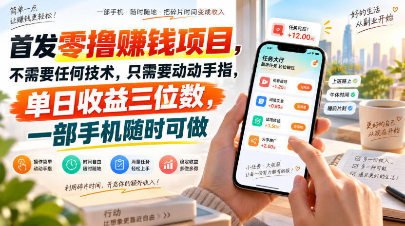 首发零撸賺钱项目，不需要任何技术，只需要动动手指，单日收益三位数，一部手机随时可做【揭秘】-易创网