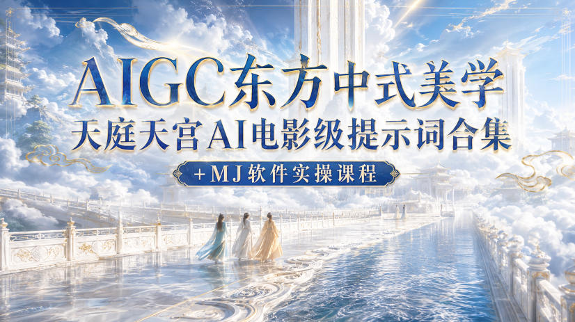 AIGC东方中式美学天庭天宫AI电影级提示词合集+MJ软件实操课程-易创网