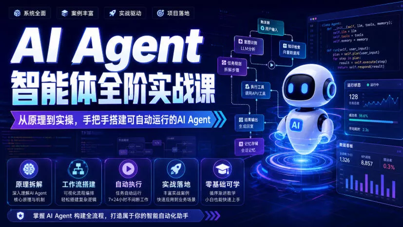AI Agent智能体全阶实战课，从原理到实操，手把手搭建可自动运行的AI Agent-易创网
