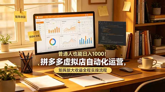 普通人也能日入 1000！拼多多虚拟店自动化运营，矩阵放大收益全程实操流程-易创网