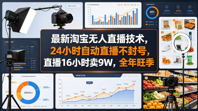 最新淘宝无人直播技术，24小时自动直播不封号，直播16小时卖9W，全年旺季【揭秘】-易创网
