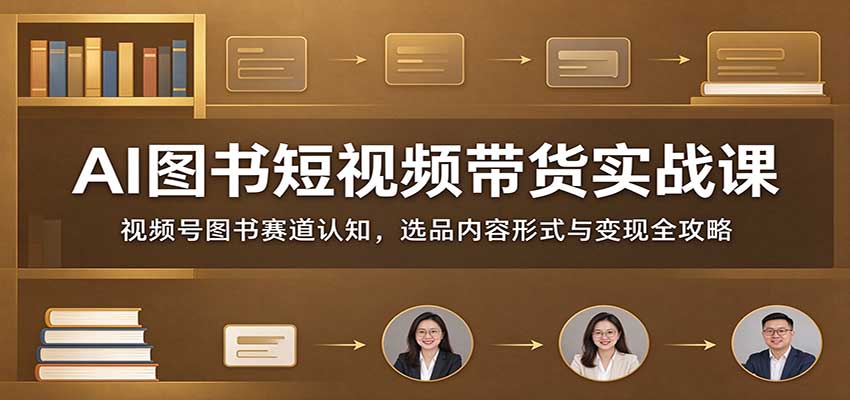 AI图书短视频带货实战课：视频号图书赛道认知，选品内容形式与变现全攻略-易创网