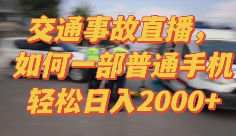 2024最新玩法半无人交通事故直播，实战式教学，轻松日入2000＋，人人都可做【揭秘】-易创网