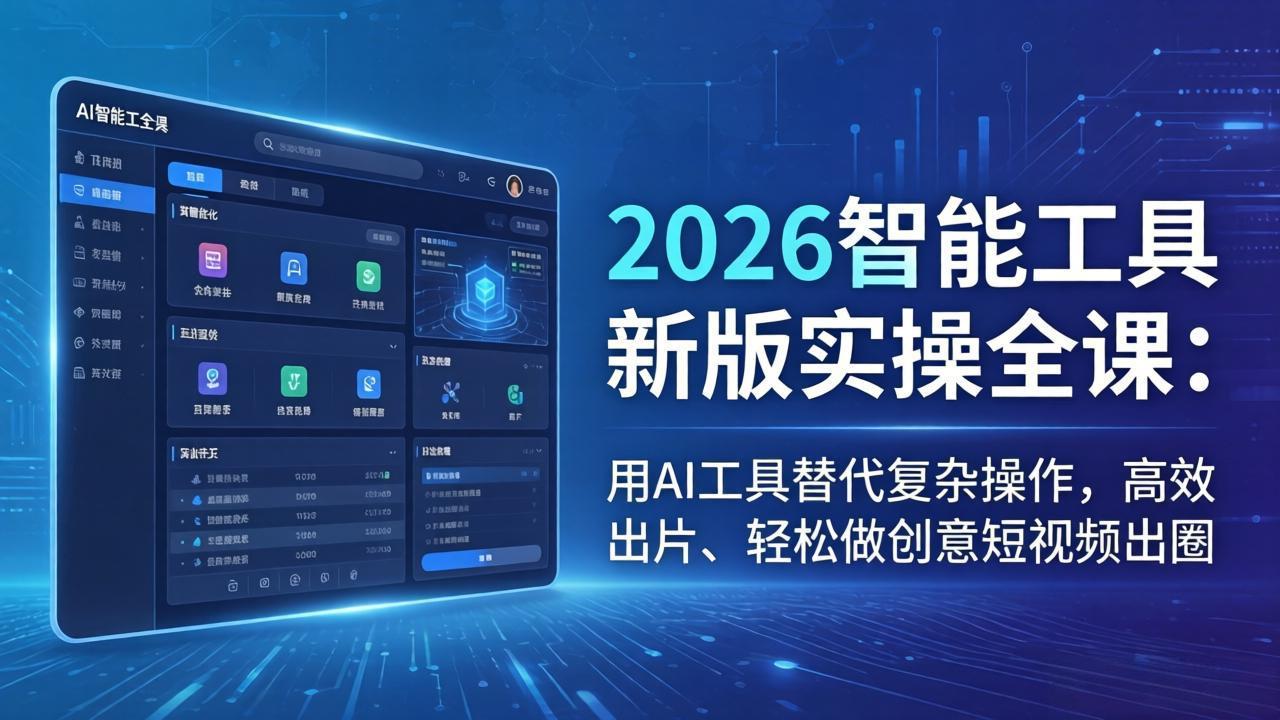 2026智能工具新版实操全课：用AI工具替代复杂操作，高效出片、轻松做创意短视频出圈-易创网