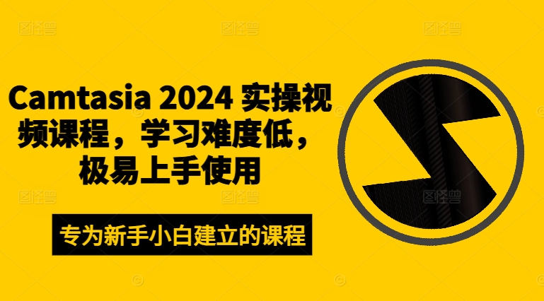 Camtasia 2024 实操视频课程，学习难度低，极易上手使用网赚项目-副业赚线-互联网创业-资源整合易创网