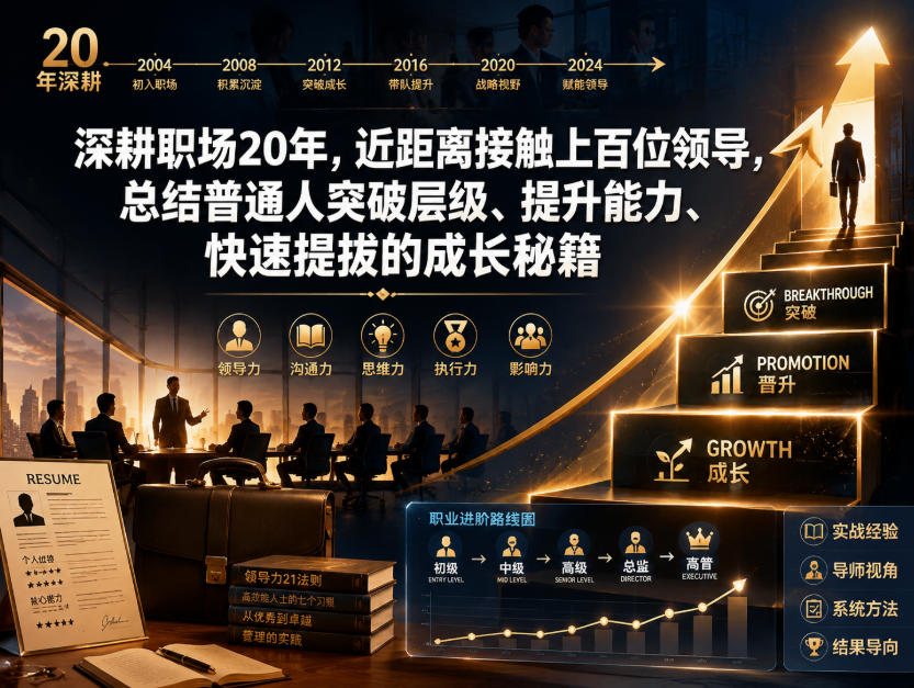 付费文章：深耕职场20年，近距离接触上百位领导，总结普通人突破层级、提升能力、快速提拔的成长秘籍（全网独家干货）-易创网