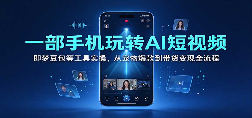一部手机玩转AI短视频：即梦豆包等工具实操，从宠物爆款到带货变现全流程-易创网