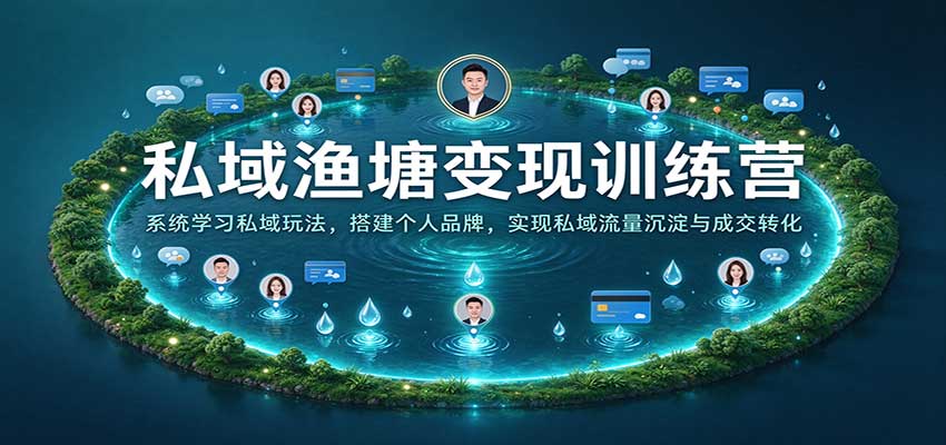 私域渔塘变现训练营：系统学习私域玩法，搭建个人品牌，实现私域流量沉淀与成交转化-易创网