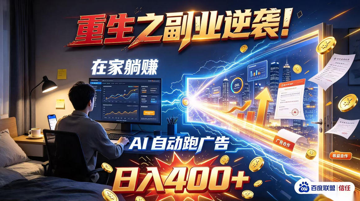 重生之副业逆袭！在家躺赚AI自动跑广告日入400+，无需人工操作【揭秘】-易创网