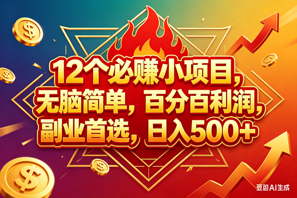 （18272期）12个必赚钱的小项目，百分百赚米，无脑简单，副业首选，日入600+-易创网