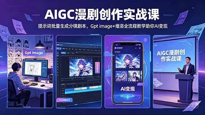 （18482期）AIGC漫剧创作实战课-更新5月16，提示词批量生成分镜剧本，Gpt image+维洛全流程教学助你AI变现-易创网