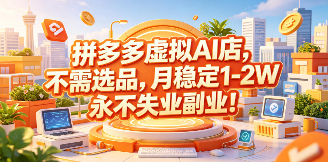 拼多多虚拟AI店，不需选品，月稳定1-2W，永不失业副业！【揭秘】-易创网