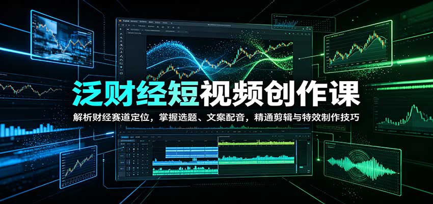 泛财经短视频创作课：解析财经赛道定位，掌握选题、文案配音，精通剪辑与特效制作技巧-易创网