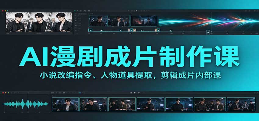 AI漫剧成片制作课：小说改编指令、人物道具提取，剪辑成片全流程-易创网