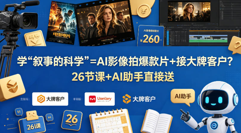学《叙事的科学》=AI影像拍爆款片+接大牌客户？26节课+AI助手直接送【原创双语字幕】-易创网