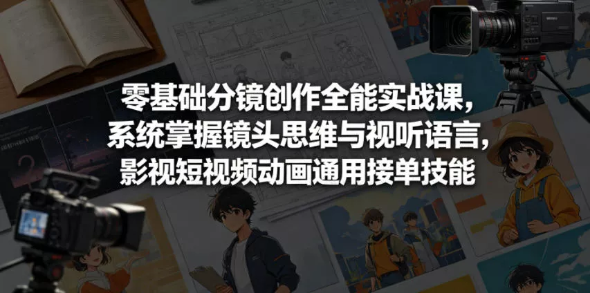 零基础分镜创作全能实战课，系统掌握镜头思维与视听语言，影视短视频动画通用接单技能-易创网