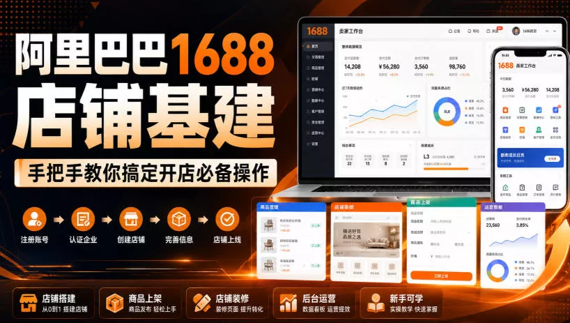 阿里巴巴1688店铺基建，手把手教你搞定开店必备操作(更新8月)-易创网