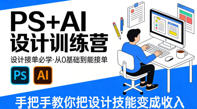 设计接单必学，PS+AI设计训练营，从0基础到能接单，手把手教你把设计技能变成收入-易创网