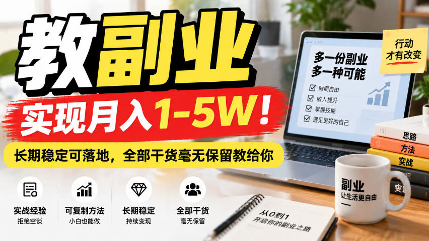 “教副业”实现月入1-5W！长期稳定可落地，全部干货毫无保留教给你【揭秘】-易创网