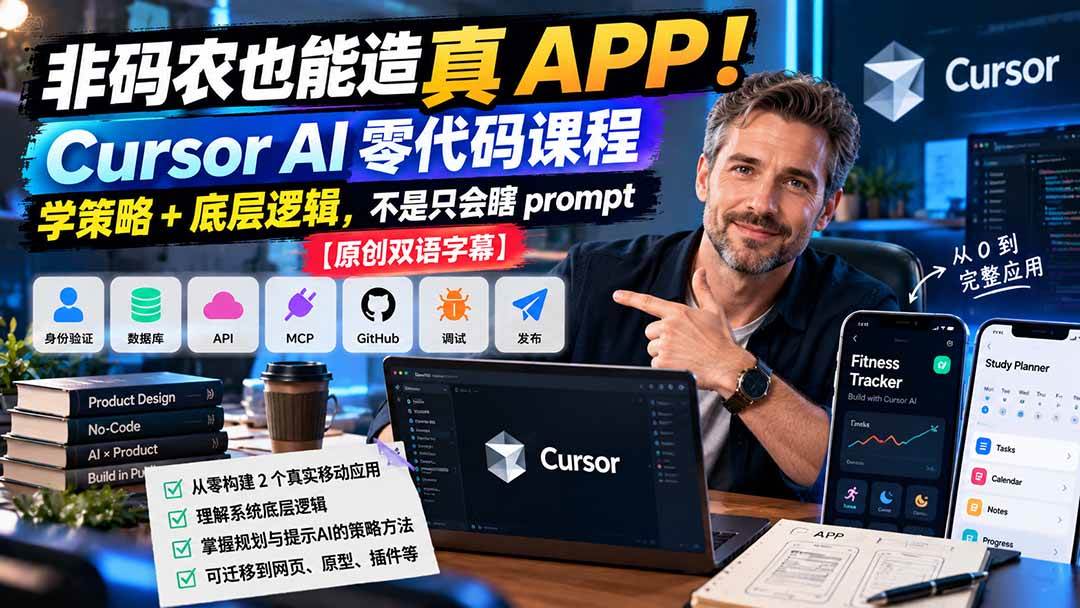 （20810期）非码农也能造真 APP！Cursor AI 零代码课程：学策略 + 底层逻辑，不是只会瞎 prompt【原创双语字幕】-易创网