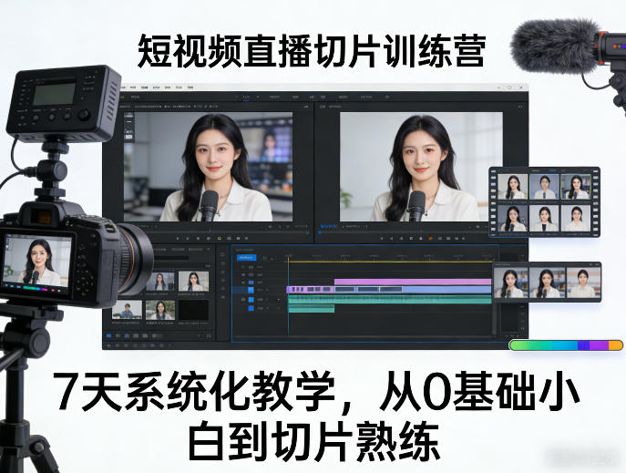 短视频直播切片训练营，7天系统化教学，从0基础小白到切片熟练-易创网