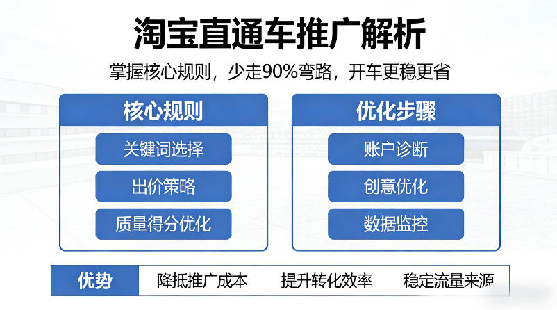 淘宝直通车推广解析，掌握核心规则，少走90%弯路，开车更稳更省-易创网
