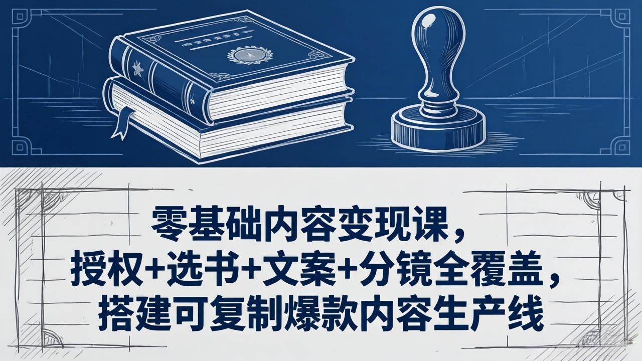 （18243期）零基础内容变现课，授权+选书+文案+分镜全覆盖，搭建可复制爆款内容生产线-易创网