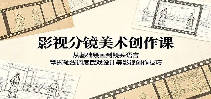 影视分镜美术创作课：从基础绘画到镜头语言，掌握轴线调度武戏设计等影视创作技巧-易创网