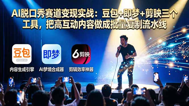AI脱口秀赛道变现实战：豆包+即梦+剪映三个工具，把高互动内容做成批量复制流水线-易创网
