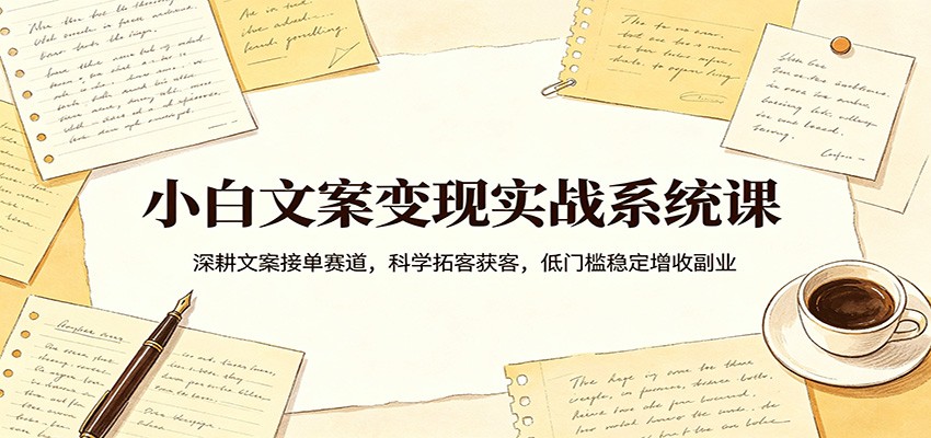 小白文案变现实战系统课：深耕文案接单赛道，科学拓客获客，低门槛稳定增收副业-易创网