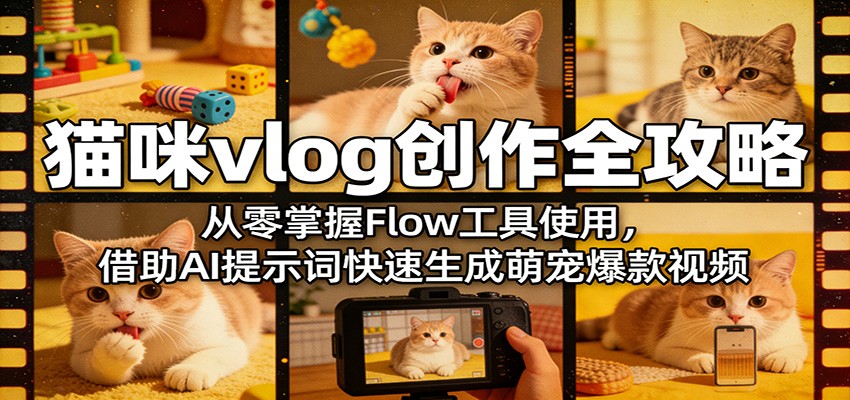 猫咪vlog创作全攻略：从零掌握Flow工具使用，借助AI提示词快速生成萌宠爆款视频-易创网