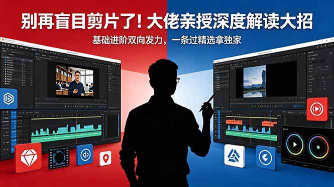 （18384期）别再盲目剪片了！大佬亲授深度解读大招，基础进阶双向发力，一条过精选拿独家-易创网