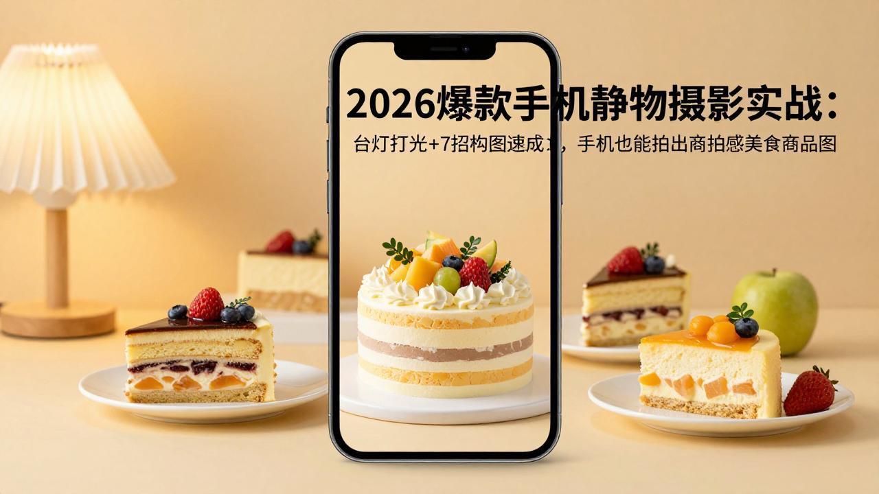 2026爆款手机静物摄影实战：台灯打光+7招构图速成，手机也能拍出商拍感美食商品图-易创网