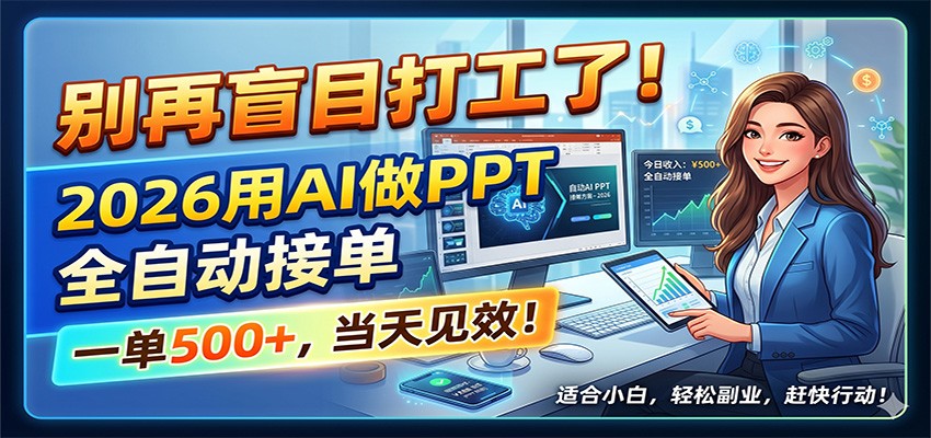 别再盲目打工了！2026用AI做PPT全自动接单，一单5张+，当天见效！-易创网