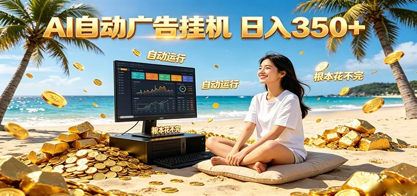 AI自动广告挂机 日入350+ 真正做到躺赚式变现，根本花不完！-易创网