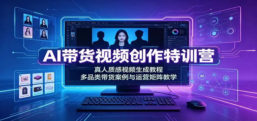 AI带货视频创作特训营：真人质感视频生成教程，多品类带货案例与运营矩阵教学-易创网